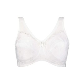 Ulla Popken Ladies’ Relief Bra, Non-Wired, Rhinestone Pendant, C–G Cup Bra, White