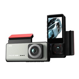 KUNFINE Car DVR Front and Rear Cam Dual Dash Cameras 2" Screen Loop Recording, Full HD 1080P Driving Recorder Super Night Vision 170° View Angle, Motion Detection Mobile Internet Dash Camera