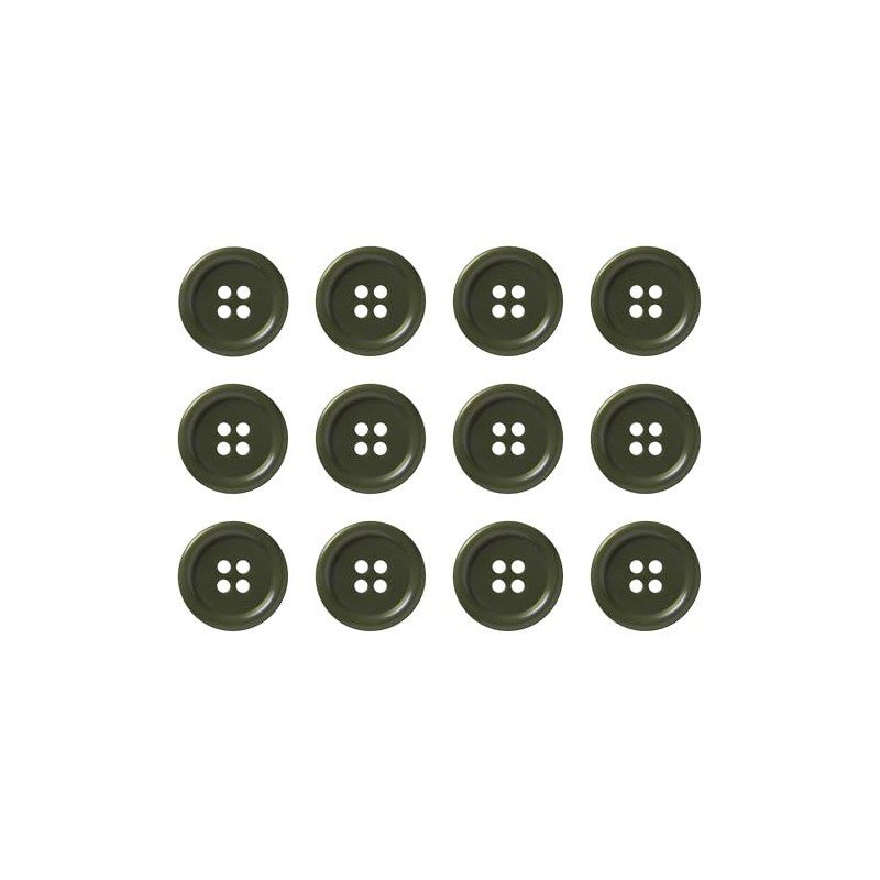 Pack of 12 Olive Green Sew on 20mm Round Buttons