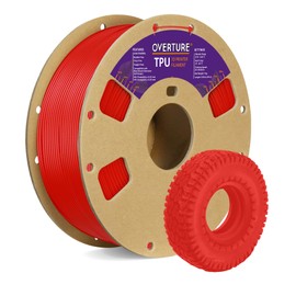 OVERTURE TPU Filament 1.75mm Flexible TPU Roll, 95A Soft 3D Printer Filament, 1kg Spool (2.2 lbs), Dimensional Accuracy +/- 0.02 mm (TPU Red)