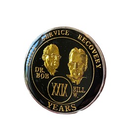 14 Year AA Medallion Metallic Black Founders Tri-Plate Sobriety Chip