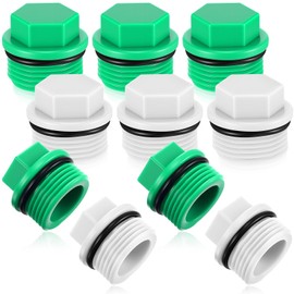 10 Pieces 3/4 Npt Plug Male Thread Ppr and Garden Hose Plug White Garden Irrigation Tubing Stopper Drain Compatible with Green Rv Irrigation Water Supply(Hexagon)