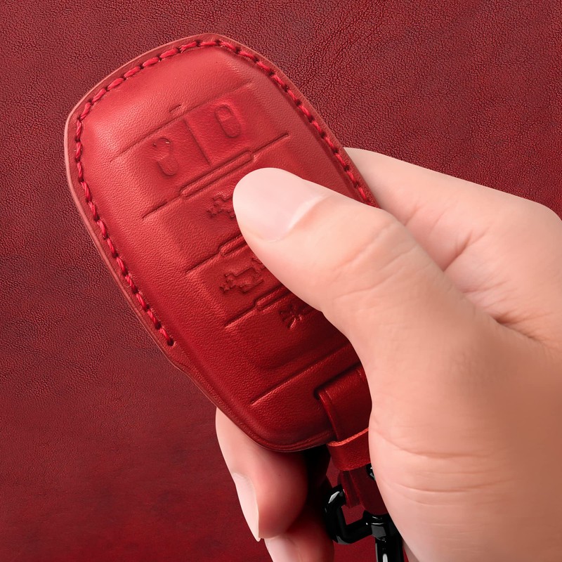Tukellen for Dodge Key Fob Cover Genuine Leather Key Case