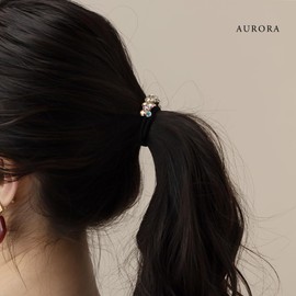 JewelVOX Hair Accessories, Stone, Pearl, Bijou, Curve, Hair Elastic, Popular, Stylish, Adult (Select, Aurora)