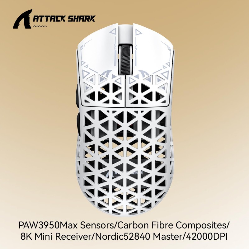 ATTACK SHARK R5 Ultra Wireless Gaming Mouse,39g Superlight Carbon Fiber