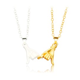 Pinky Promise Matching Necklace, Little Finger Promise Pendant Necklace for Couple BFF, Women Memorial Jewelry-gold silver