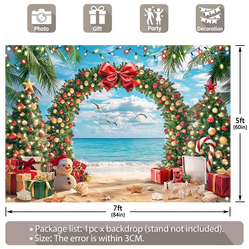 YCUCUEI 7x5ft Fabric Christmas Beach Summer Hawaiian Photography Backdrop