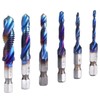 6pcs Spiral Tap Drill Bit Set Blue Plating Coating Hex