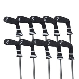 Scott Edward 10Pcs Golf Iron Headcover Set Washable & Durable Adorable Socks Shape Golf Club Irons Head Protector,Numbers from 3-9,ASP (Dark Grey)