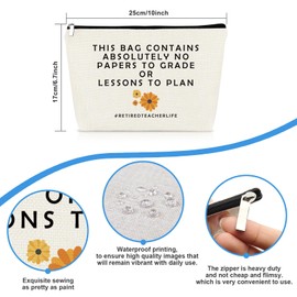 Teacher Retirement Gifts Makeup Bag for Women Coworker Leaving Gifts Goodbye Farewell Gifts for Teacher Coworkers Thanksgiving Christmas Teachers' Week Gifts Cosmetic Bag Teacher Appreciation Gift