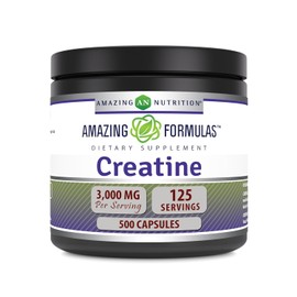 Amazing Nutrition- “Amazing Formulas Creatina 3000Mg Por Porción Suplemento de 500 Cápsulas | Sin OGM | Sin Gluten | Hecho
