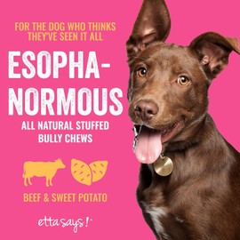 etta says! Esophonormous Esophagus Stuffed Bully Sticks for Dogs - Made in The USA with All Natural, Limited Ingredients - High Protein Dog Chew - 5", 5 Packs