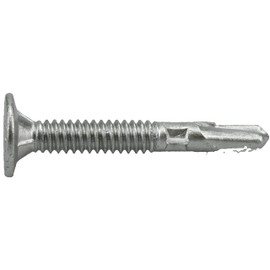 Power Pro Premium Self-Drilling Metal Screws, Epoxy Coated Steel, Wafer Head Wood to Metal Winged Point Screws, Silver, #10 x 1-7/16 inches, Box of 68 Screws