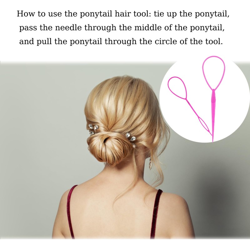 2pcs Ponytail Pull Through Hair Hoop Tool, Braiding Tool topsy