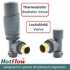 Hot Flow Grey Cascade Angled Modern TRV Thermostatic Radiator Valve