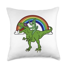 Funny Chameleon Gifts T-Rex Dinosaur Chameleon Pet Throw Pillow, 18x18, Multicolor