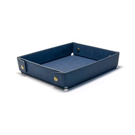 Magracy PU Leather Valet Tray for Men Women Desk Drawer Organiser Tray Nightstand Caddy for Jewelry Coins Phone Glasses Keys Watch Wallet Dark Blue