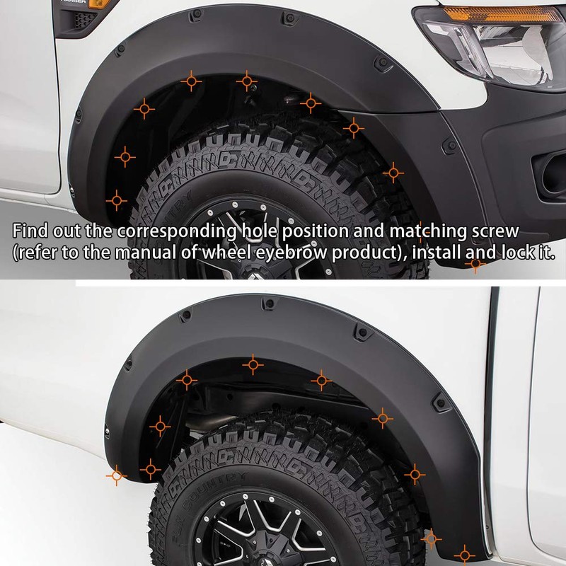 GRAND ORANGE Fender Flares Screw Bolt Hardware Kit Black Universal