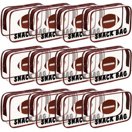 Yeyeplum 12 Pcs Football Snack Bags for Team Gifts Goodie Snack Treat Candy Pouch Bags Clear PVC Waterproof with Zipper Party Favors for Team Ground Birthday Gifts Sport Supplies