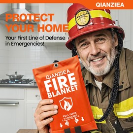 QIANZIEA Fire Blanket for Emergency Safety, Protective Flame Resistant Cover (【Orange 4-Pack】)