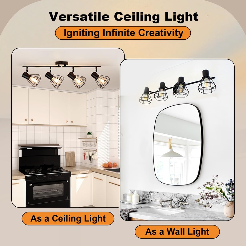 LTBLIGHT LED Track Lighting Kit, 4-Light Adjustable Ceiling Light Fixtures,
