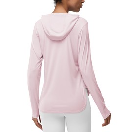 Women's Rash Guard Long Sleeve UV Sun Protection Shirts with Kangaroo Pocket Hoodie UPF 50+ Lightweight SPF Tops for Hiking Cornus Powder XXL