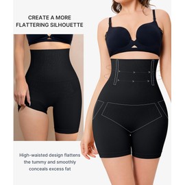 Nebility Tummy Control Shapewear Shorts High Waist Butt Lifting Panties Seamless Body Shaper Thigh Slimmer Black