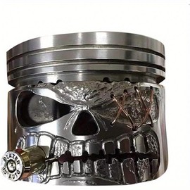 Piston skull face sculpture, hand carved metal art statue, carved skull face sculpture ornaments Decor Metallic accessories - Color: A
