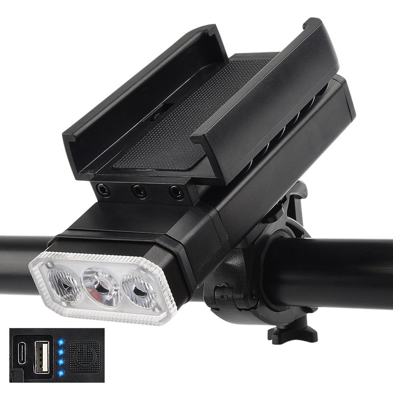 Bike Light 3LED USB Rechargeable Rotatable Headlight with Power Display