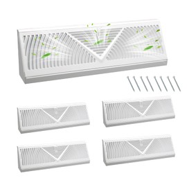 4-Pack 18 Inch 3-Way Baseboard Register Vent Cover, White