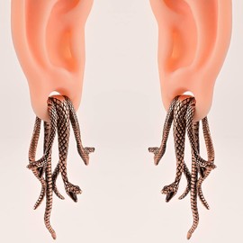 DOEARKO 2 unidades de pesas colgantes de serpiente para orejas estiradas, tapones para los oídos, túneles de perforación corporal, acero inoxidable, hipoalergénicos, joyería corporal, For Lobe in 2G (6mm) or Larger, Acero inoxidable, Acero inoxidable