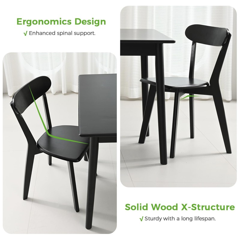 DELAVIN Soild Wood Dining Chairs Set of 2, Oak Wood