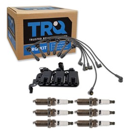 TRQ Ignition Kit Ignition Coil Spark Plugs Wire Set Compatible with 2005-2009 Hyundai Tucson 2005-2010 Kia Sportage