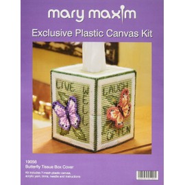 Mary Maxim 19056 Butterfly Tissue Box Plastic Canvas Kit-5" 7 Count