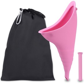 MMSZHL Orinal Femenino, Orinal para Mujer, Embudo Femenino para Orinar Camping, Dispositivo Orinal Mujer, Orinal Femenino de Silicona, Reutilizable, Portátil, Viajes Coche, Senderismo (Rosa)