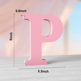 Aruatu 6 Inch Pink Wood Letters for Wall Decor - Unfinished Standing Letters for Home, Party Projects