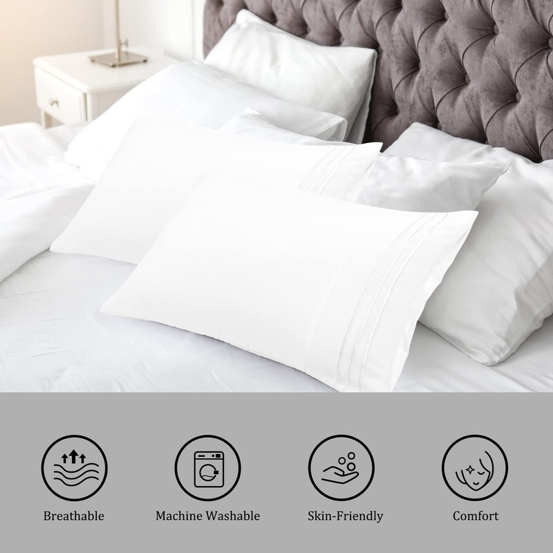 PiccoCasa Embroidered Small Size Soft Brushed Microfiber Pillowcases 2 Pack,