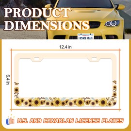 LIN KANG 2Pcs Retro Sunflower Blossom Cluster License Plate Frames Cute Butterfly car Plate Holder Universal Aluminum Metal Rust-Proof Waterproof Car Decorative Tag Frames for Standard US 12x6 Inch