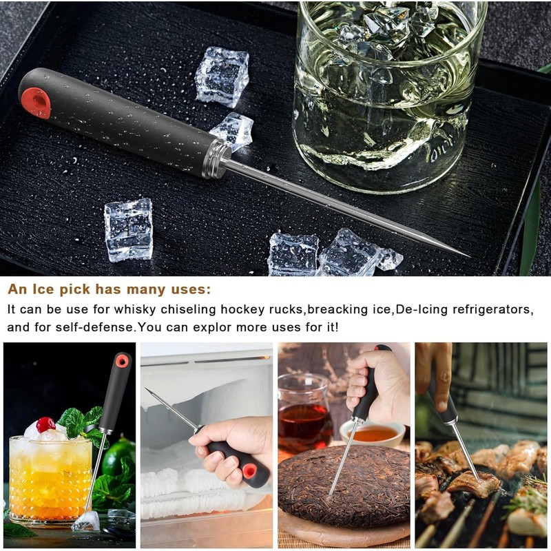 2 PCS Stainless Steel Ice Picks,Non-Slip Plastic Handle,Pick Tool for