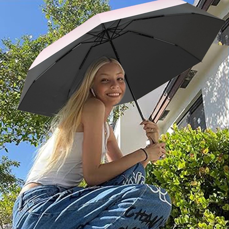EEPLUYTY Umbrellas, Automatic Umbrella, Pocket Umbrella Open-Close with 8 Ribs,
