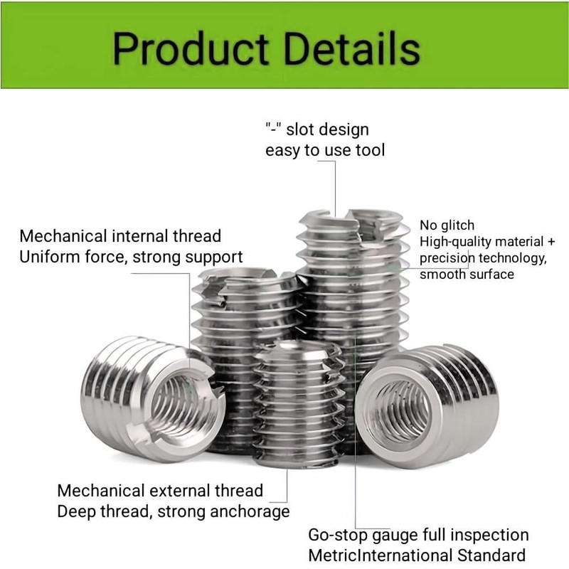 Thread Insert Reducing Nuts, M5 x 0.8 M8 x 1.25