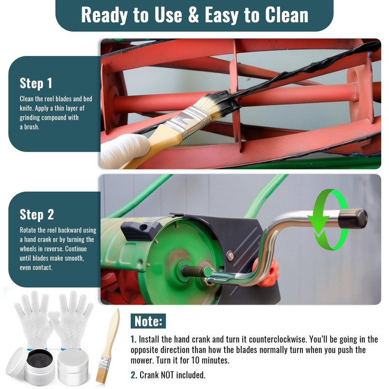 Reel Lawn Mower Sharpening Kit with Brush & Gloves, 80