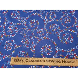 Quilting Treasures Salute to Summer BTY Liz Kolansky Quilting Treasures Star Swirls on Blue