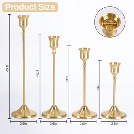 Sunnyfuture - Candelabros, 4 portavelas cónicos para candelabros, portavelas dorados para centro de mesa, boda, fiesta