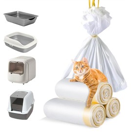 60Count (3 Rolls) Waste Drawer Liners Bags Compatible Litter-Robot 3/4 Heavy Duty, Large Drawstring Cat Litter Bags for Litter Box Jumbo,23 * 14 Pet Trash Bags with Drawstring Super Thick