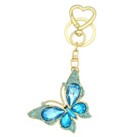 AstraGlam Key Ring with Rhinestone Butterfly Pendant, Aesthetic Bag Charm and Bag Charms for Women, Girls, Handbag, Backpack