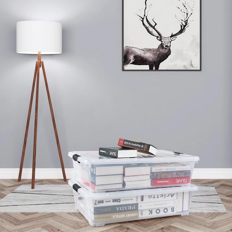 Dehouse 50 L Large Plastic Under Bed Storage Containers, Clear