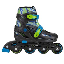 C SEVEN Adjustable Size Inline Roller Skates (Blue/Green, Kids 4- Kids 6)