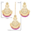 Aheli Indian Wedding Kundan Pearl Maang Tikka con pendiente Set
