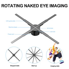 3D Hologram fan,62cm Hologram fan 2000*1444PX Resolution 722pcs HD LED Beads - Holographic Video Advertising Projector Support APP+Bluetooth Audio+WIFI (24.4inch 16G)